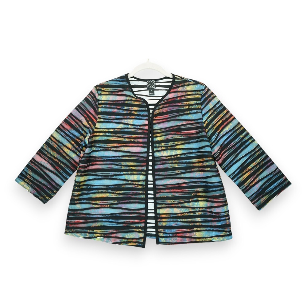 Clara Sun Woo Multicolor Striped Open-Front Jacket